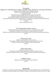 MENU PREZZI INGLESE