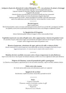 menu degustazione del 18 19 20 luglio